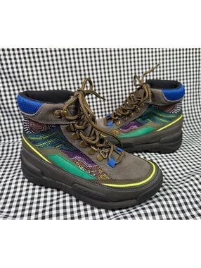 Inkkas Brisbane Black Trekk Boots Multicolor Hiking Ankle Boots Suede Lace Up 7